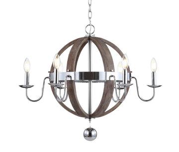 Georgia 30" Wood/Metal Adjustable LED Chandelier - JONATHAN Y